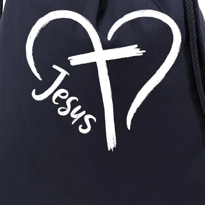 Jesus Cross Love Heart Christianity Drawstring Bag