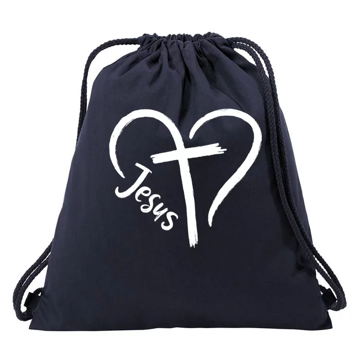 Jesus Cross Love Heart Christianity Drawstring Bag