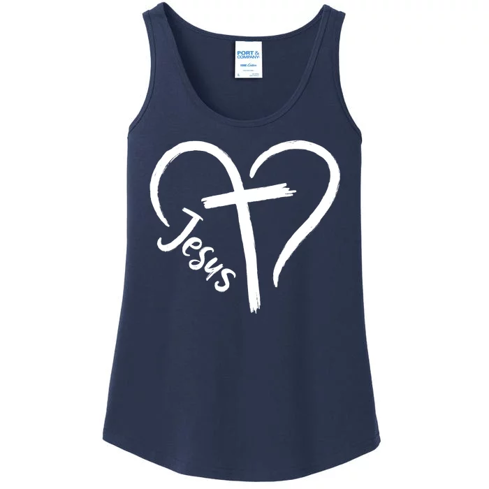 Jesus Cross Love Heart Christianity Ladies Essential Tank