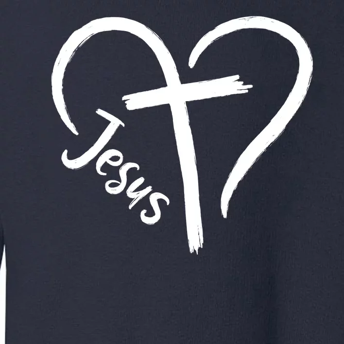 Jesus Cross Love Heart Christianity Toddler Sweatshirt