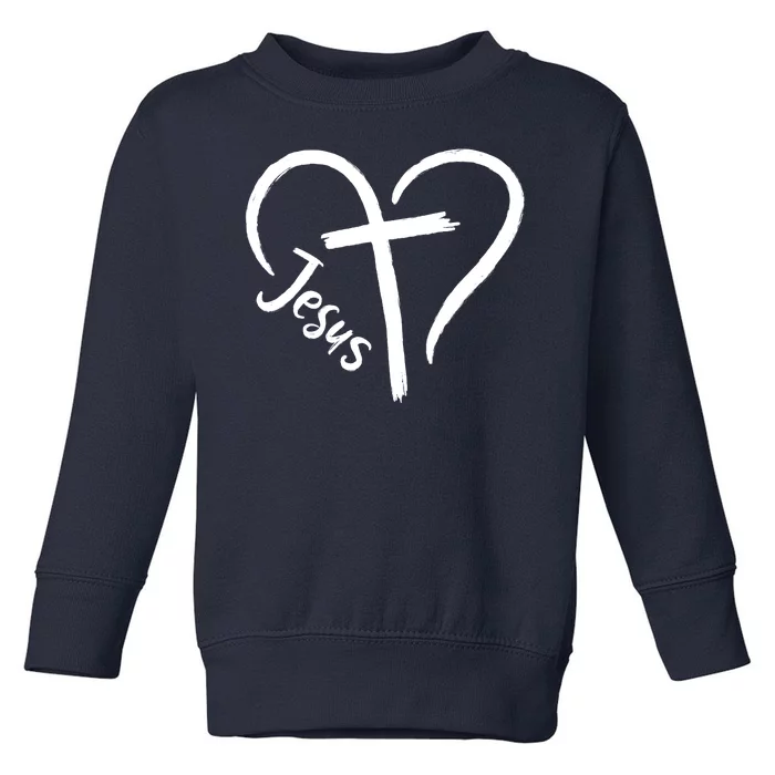 Jesus Cross Love Heart Christianity Toddler Sweatshirt