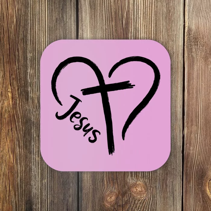 Jesus Cross Love Heart Christianity Coaster