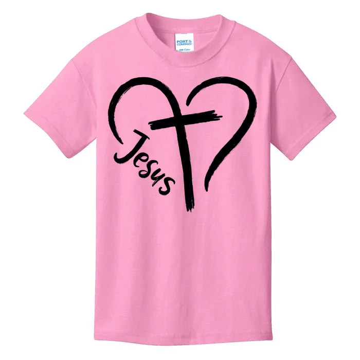 Jesus Cross Love Heart Christianity Kids T-Shirt