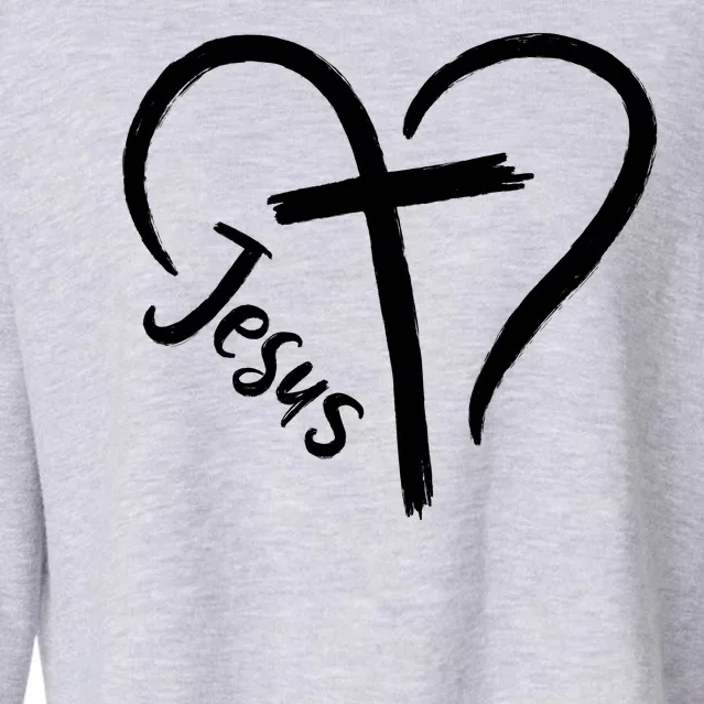 Jesus Cross Love Heart Christianity Cropped Pullover Crew