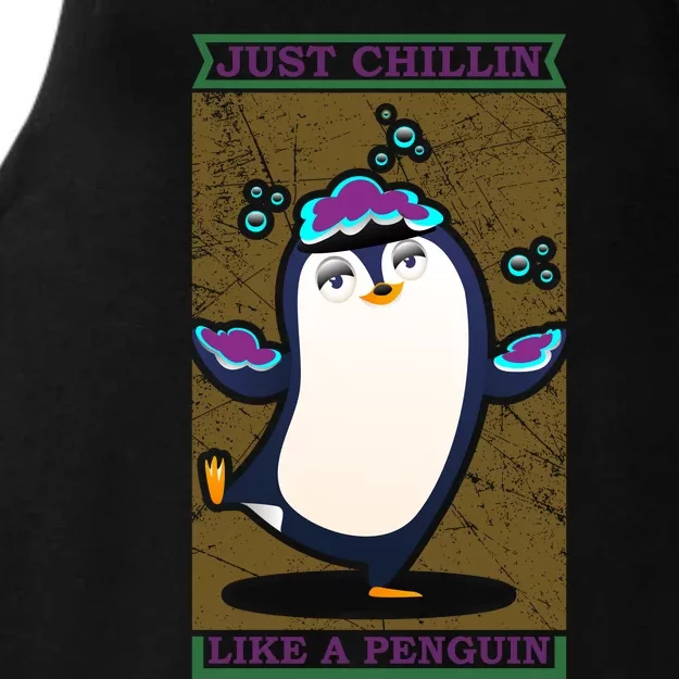 Just Chilling Like Penguin Ladies Tri-Blend Wicking Tank