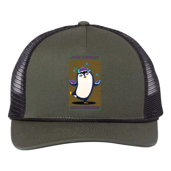 Just Chilling Like Penguin Retro Rope Trucker Hat Cap