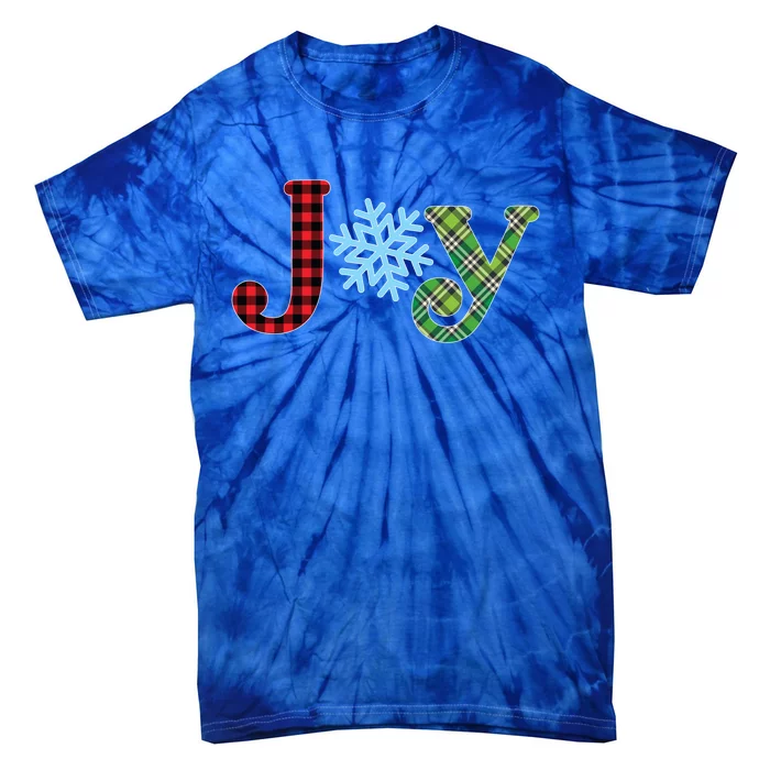 Joy Christmas Leopard Print Plaid Pajama Snowflake Xmas Gift Great Gift Tie-Dye T-Shirt