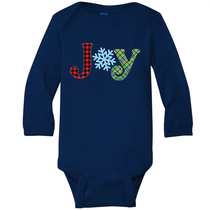 Joy Christmas Leopard Print Plaid Pajama Snowflake Xmas Gift Great Gift Baby Long Sleeve Bodysuit