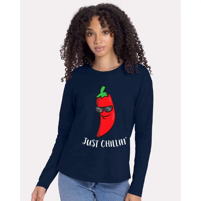 Just Chillin Love Chilis Cinco De Mayo Funny Chili Womens Cotton Relaxed Long Sleeve T-Shirt