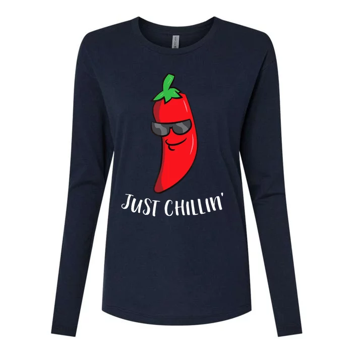 Just Chillin Love Chilis Cinco De Mayo Funny Chili Womens Cotton Relaxed Long Sleeve T-Shirt