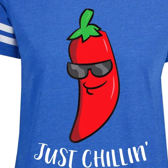 Just Chillin Love Chilis Cinco De Mayo Funny Chili Enza Ladies Jersey Football T-Shirt