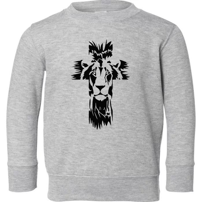 Jesus Crossbar Lion Believe in Jesus Christian Apparel Toddler Sweatshirt