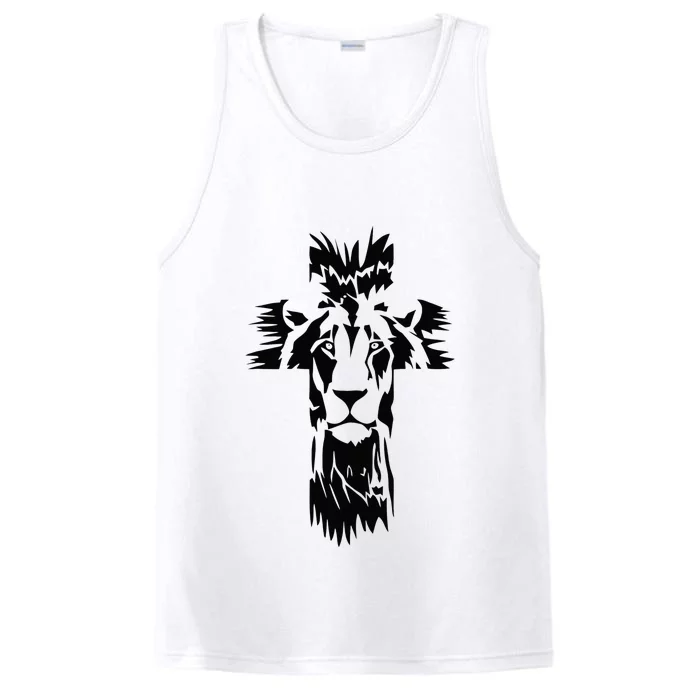 Jesus Crossbar Lion Believe in Jesus Christian Apparel Performance Tank