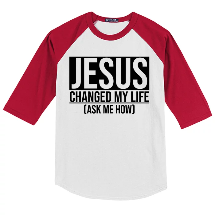 Jesus Changed My Life Ask Me How Kids Colorblock Raglan Jersey