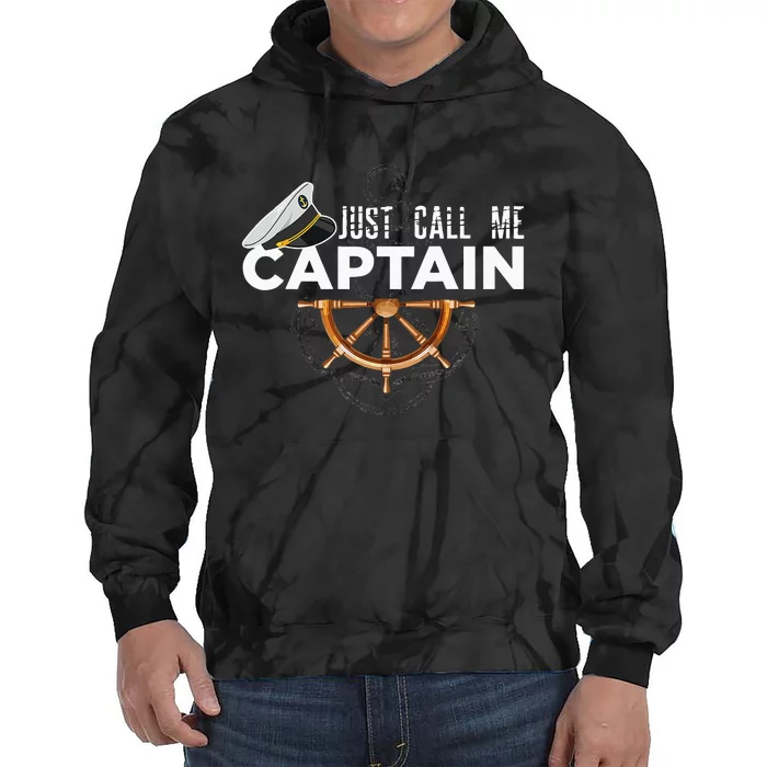 Just Call Me Captain Boating Sailor Anchor Boat Sailing Tie Dye Hoodie