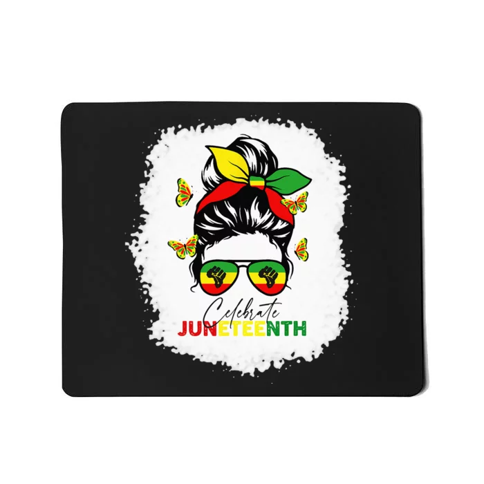 Juneteenth Celebrate Messy Bun Glasses Black Wo Mousepad