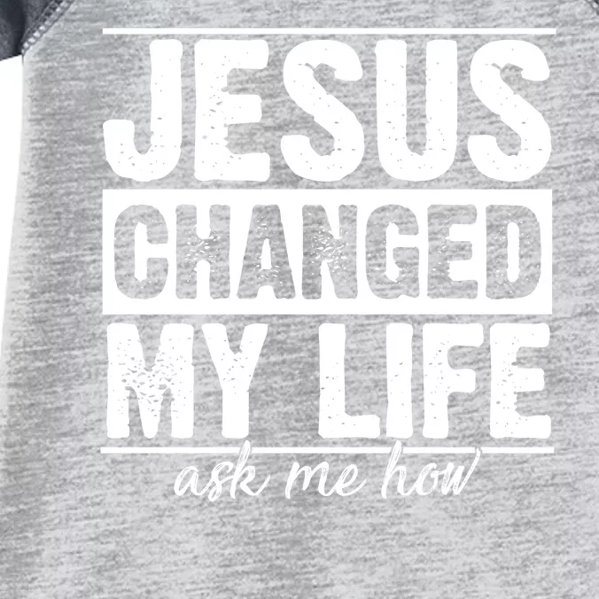 Jesus Changed My Life Ask Me How Infant Baby Jersey Bodysuit