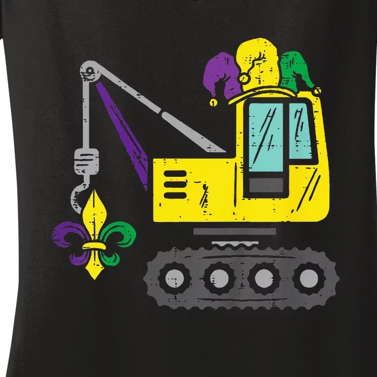 Jester Crane Mardi Gras Cute Women's V-Neck T-Shirt