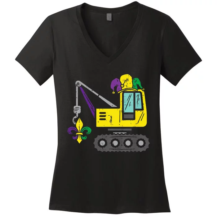 Jester Crane Mardi Gras Cute Women's V-Neck T-Shirt