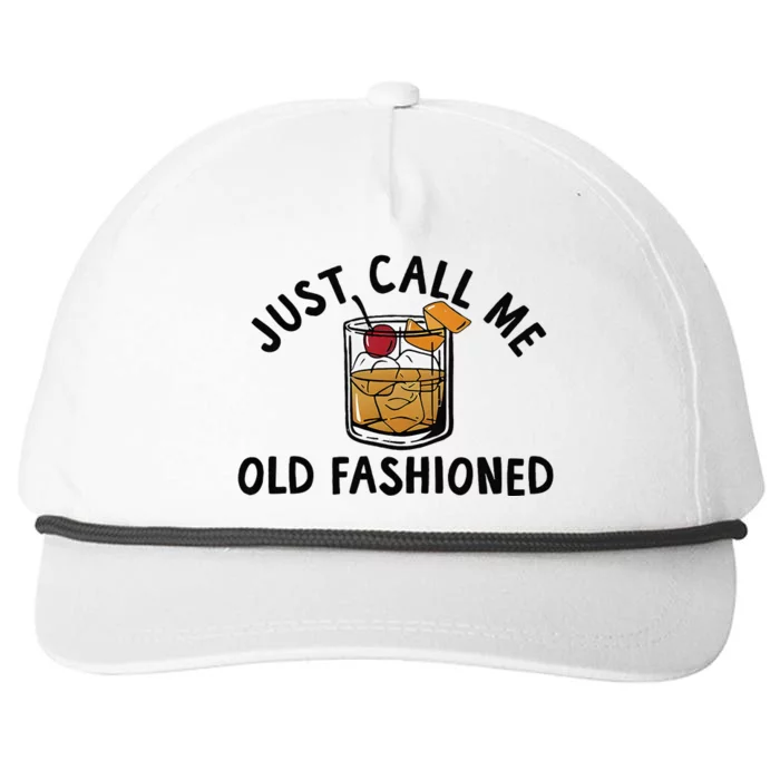 Just Call Me Old Fashioned Funny Cocktail Snapback Five-Panel Rope Hat