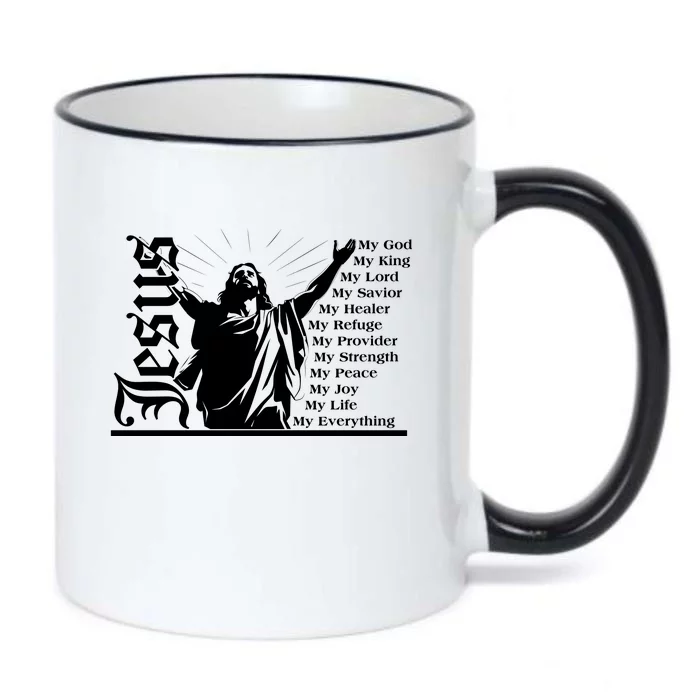 Jesus Christ My God King Lord Savior Strength Prayer Black Color Changing Mug