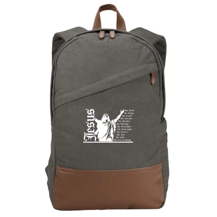 Jesus Christ My God King Lord Savior Strength Prayer Cotton Canvas Backpack