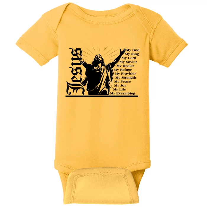 Jesus Christ My God King Lord Savior Strength Prayer Baby Bodysuit