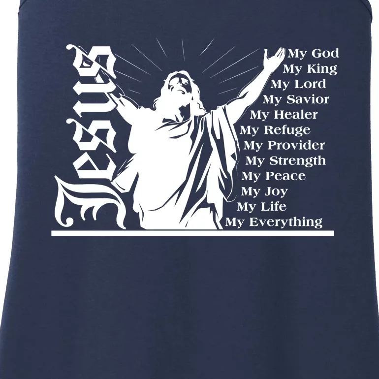 Jesus Christ My God King Lord Savior Strength Prayer Ladies Essential Tank