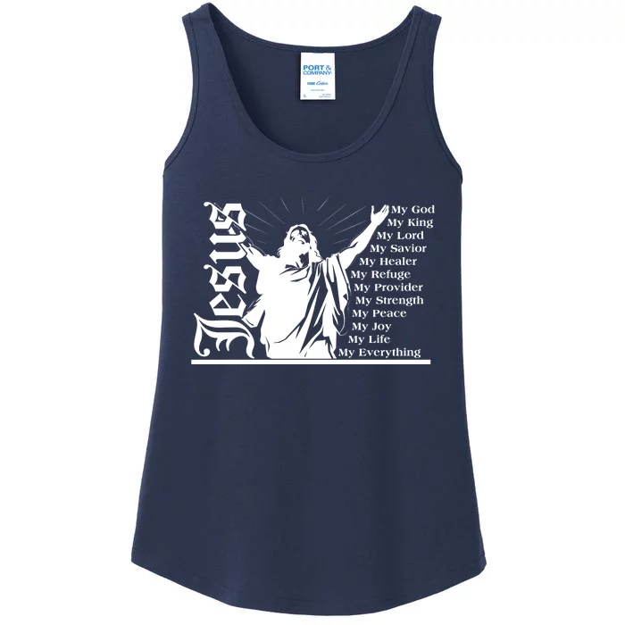 Jesus Christ My God King Lord Savior Strength Prayer Ladies Essential Tank