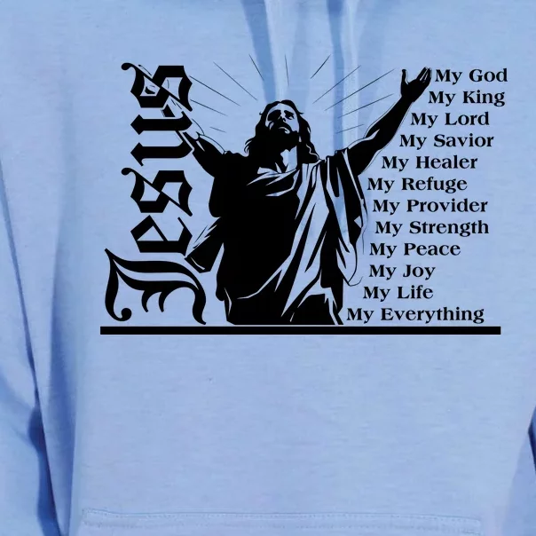 Jesus Christ My God King Lord Savior Strength Prayer Unisex Surf Hoodie