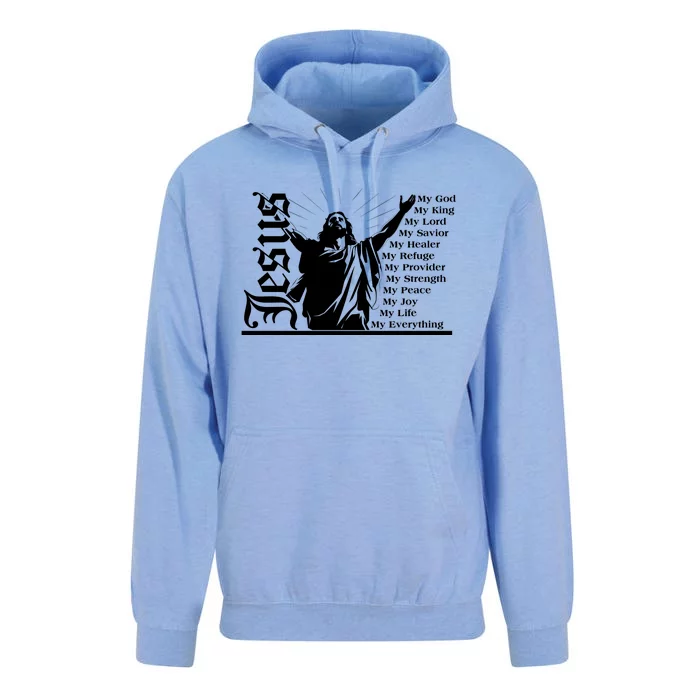 Jesus Christ My God King Lord Savior Strength Prayer Unisex Surf Hoodie