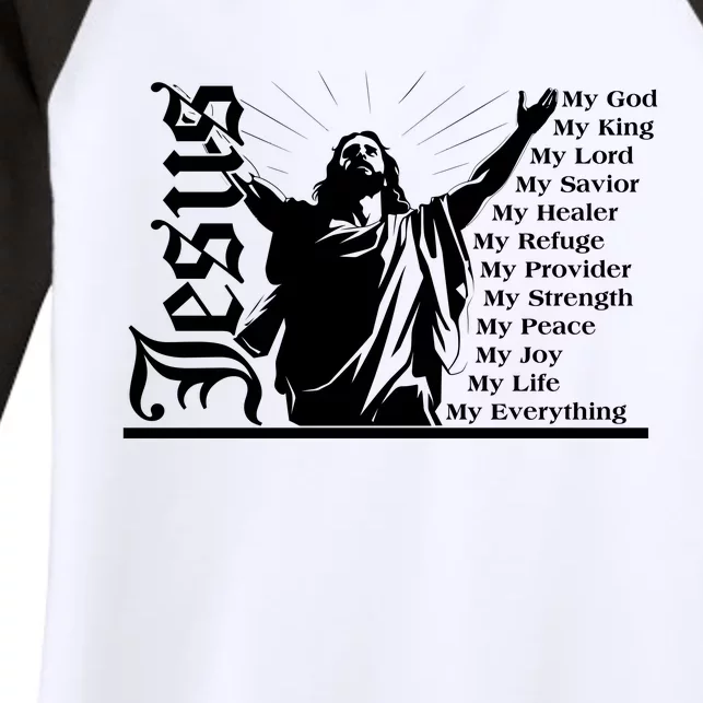 Jesus Christ My God King Lord Savior Strength Prayer Women's Tri-Blend 3/4-Sleeve Raglan Shirt