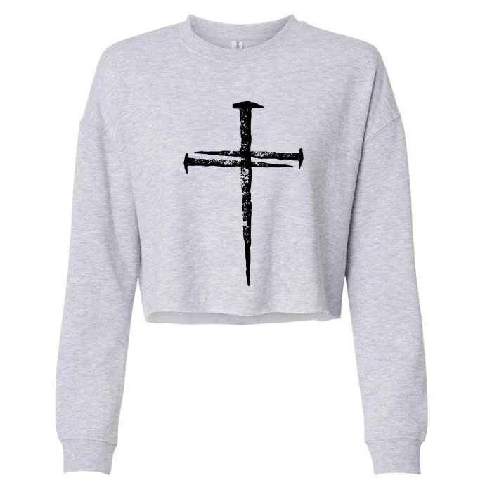 Jesus Christ My Savior Die For My Sins 3 Nails Cross Christian Catholic Cropped Pullover Crew