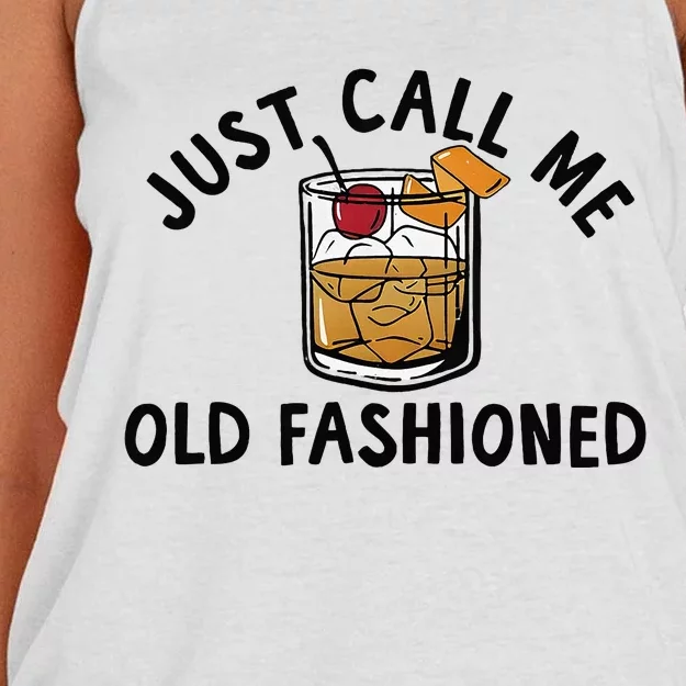 Just Call Me Old Fashioned Funny Cocktail Women's Knotted Racerback Tank