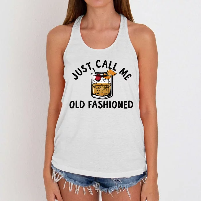 Just Call Me Old Fashioned Funny Cocktail Women's Knotted Racerback Tank