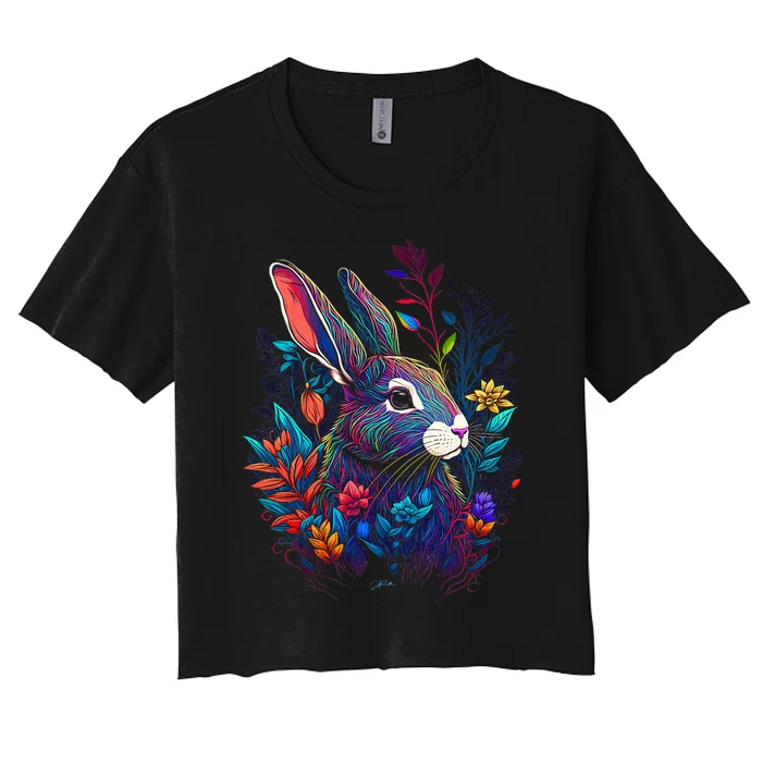 JCombs Colorful Magical Bunny Rabbit Women's Crop Top Tee