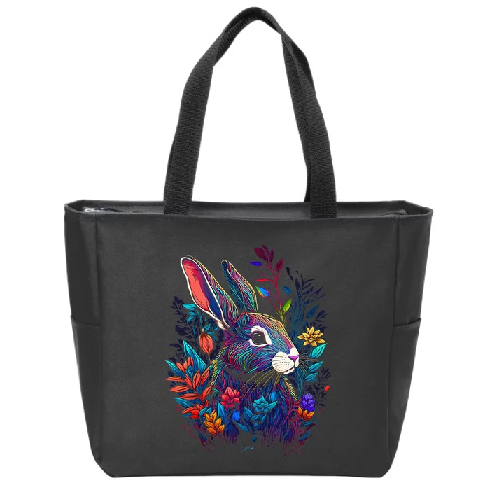 JCombs Colorful Magical Bunny Rabbit Zip Tote Bag