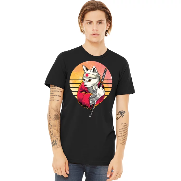 Japanese Cat Martial Art Samurai Pastel Goth Premium T-Shirt