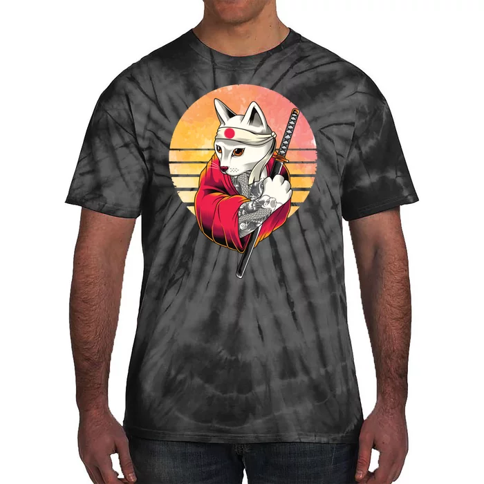 Japanese Cat Martial Art Samurai Pastel Goth Tie-Dye T-Shirt