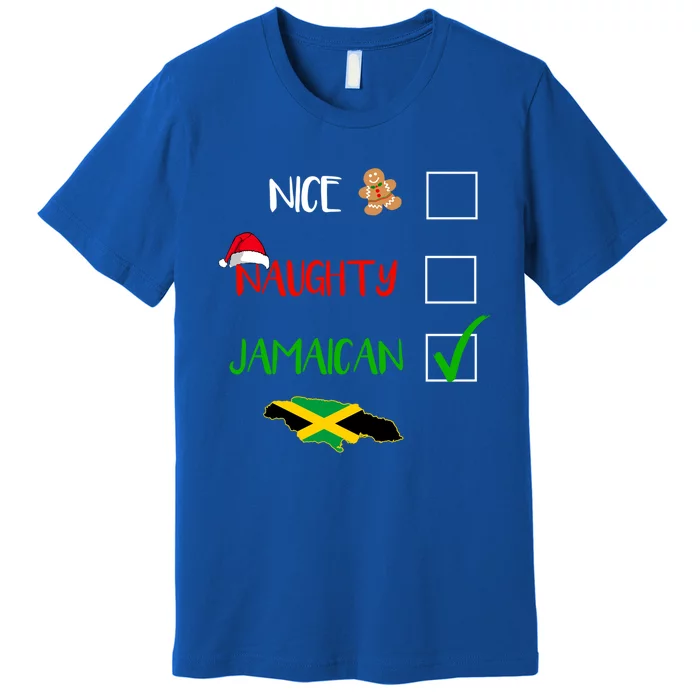 Jamaica Christmas Naughty Nice Check Jamaican Gift Premium T-Shirt