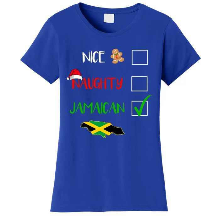 Jamaica Christmas Naughty Nice Check Jamaican Gift Women's T-Shirt