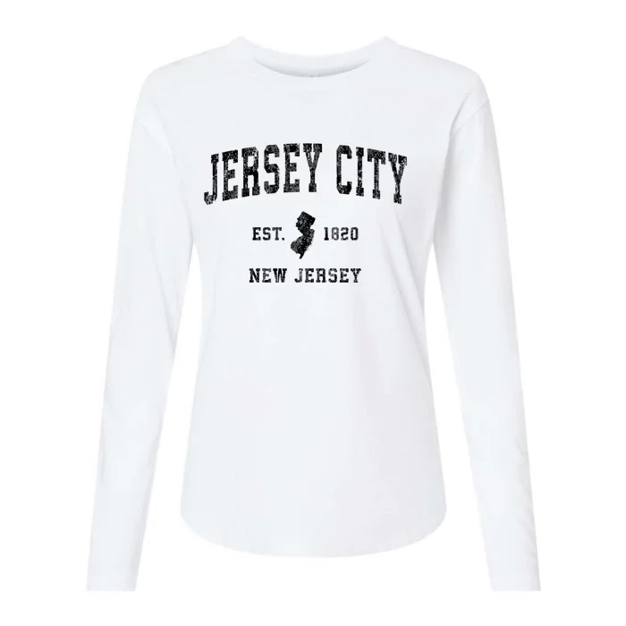 Jersey City New Jersey Nj Vintage Established Sports Design Womens Cotton Relaxed Long Sleeve T-Shirt