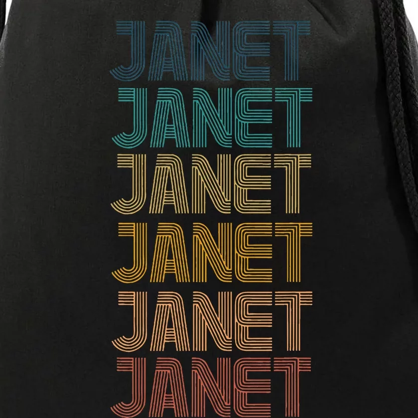 Janet Classic Name Cool 80s 90s Drawstring Bag