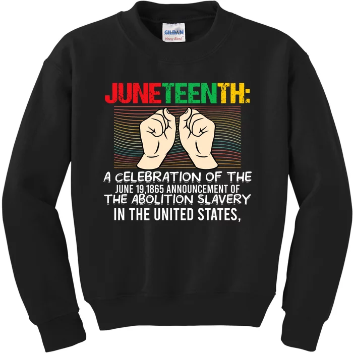 Juneteenth Celebration Of Freedom Graphic Kids Sweatshirt