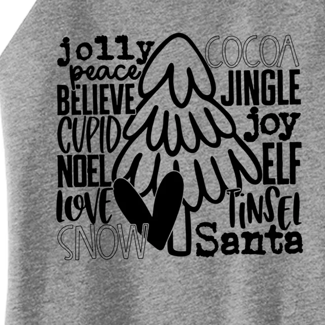 Jolly Cocoa Peace Believe Jingle Joy Cupid Noel Love Gift Women’s Perfect Tri Rocker Tank