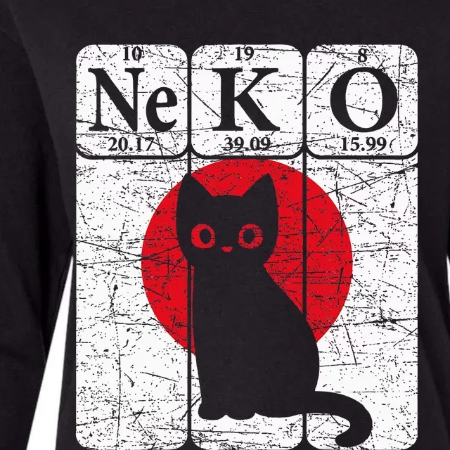 Japanese Cat Periodic Table Elements Kawaii Neko Japanese Womens Cotton Relaxed Long Sleeve T-Shirt