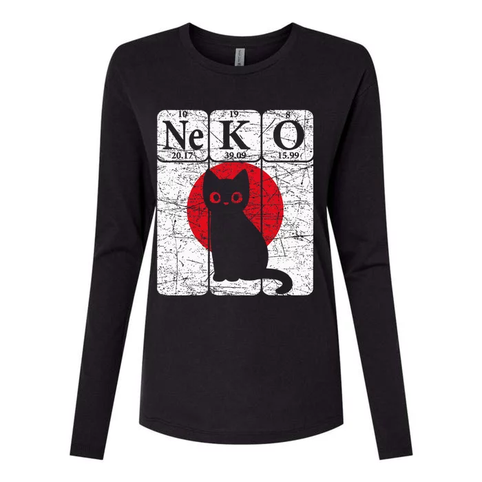 Japanese Cat Periodic Table Elements Kawaii Neko Japanese Womens Cotton Relaxed Long Sleeve T-Shirt