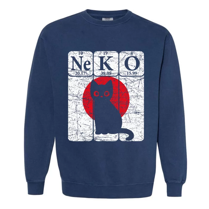 Japanese Cat Periodic Table Elements Kawaii Neko Japanese Garment-Dyed Sweatshirt