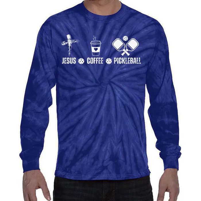 Jesus Coffee Pickleball Funny Christian Pickleball Lovers Tie-Dye Long Sleeve Shirt