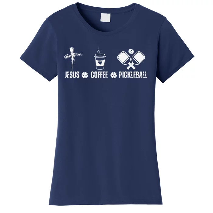 Jesus Coffee Pickleball Funny Christian Pickleball Lovers Women's T-Shirt